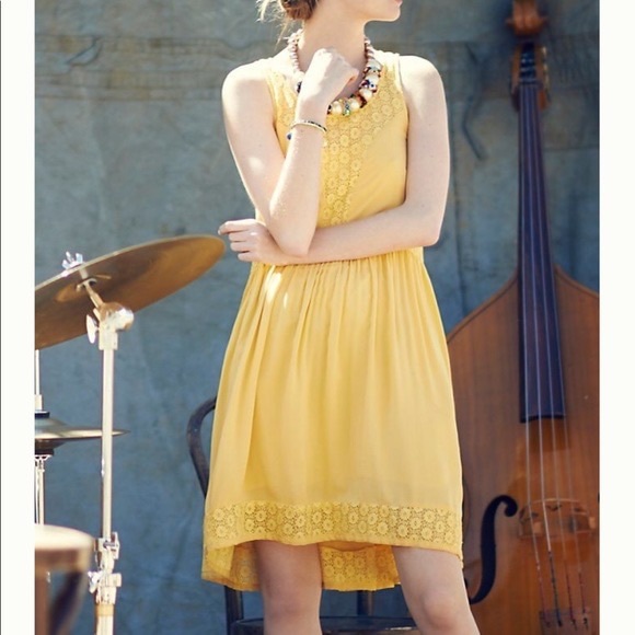 Anthro Lilka Crochet Lace Cutout Panel Bright Blue A-Line Swing Dress w/Pockets - Picture 10 of 11